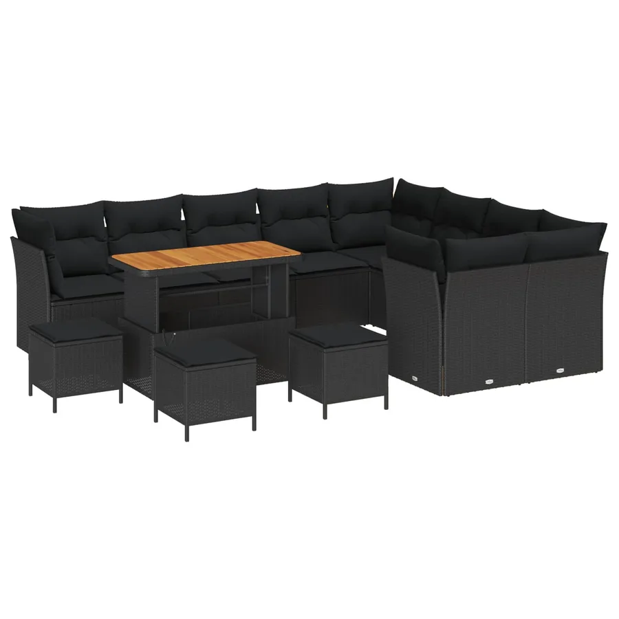 Ensemble de canapé de jardin avec coussin 13 pcs Noir - 2