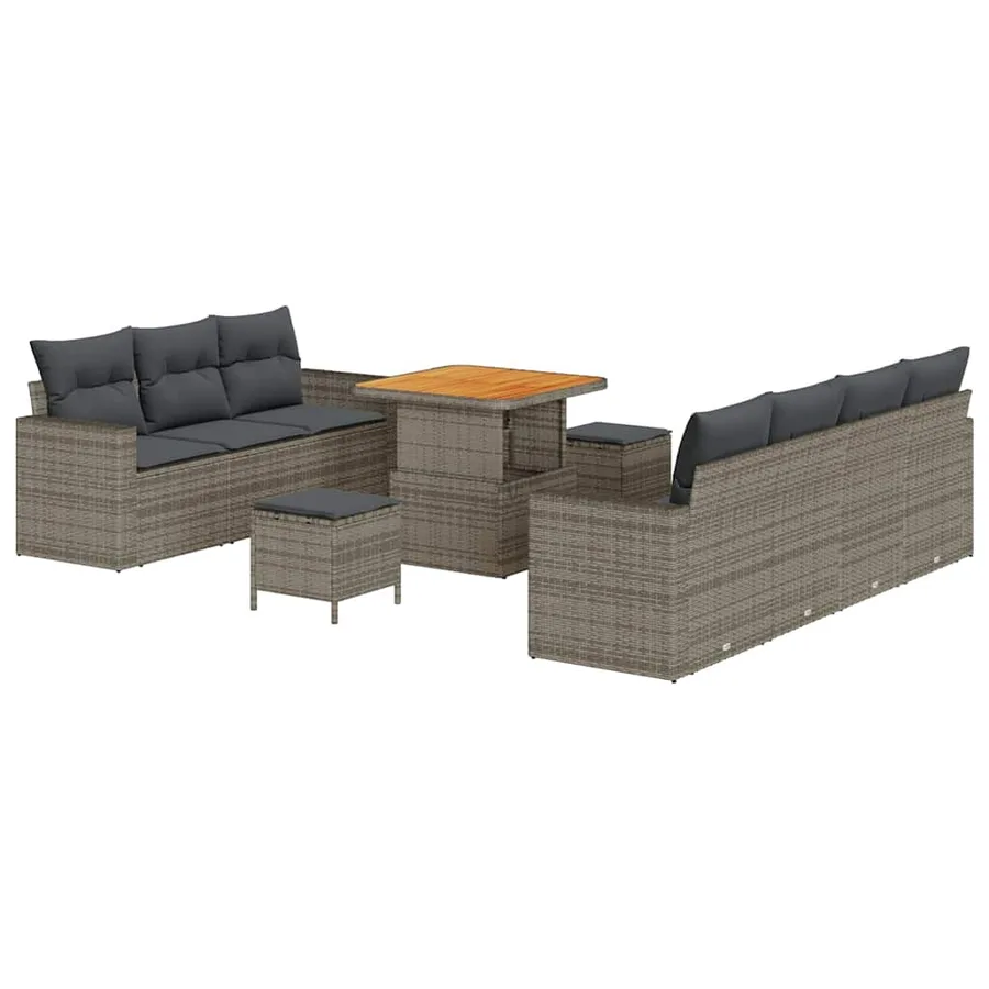 Ensemble de canapé de jardin avec coussin 10 pcs Gris - 2