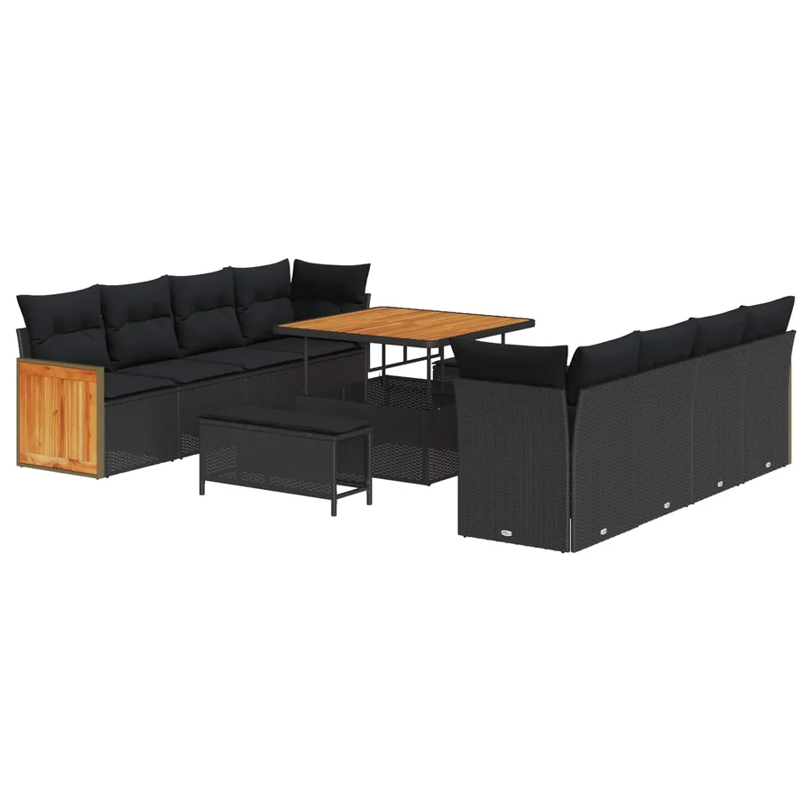 Ensemble de canapé de jardin avec coussin 11 pcs Noir - 2