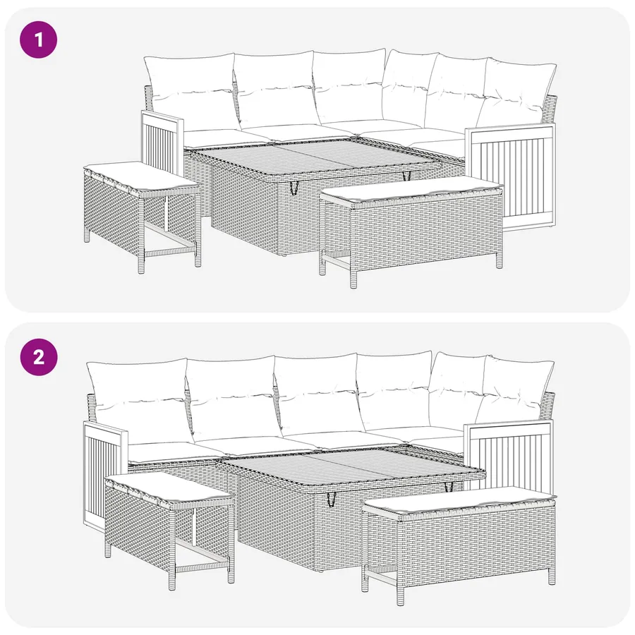 Ensemble de canapé de jardin avec coussin 12 pcs Noir - 8