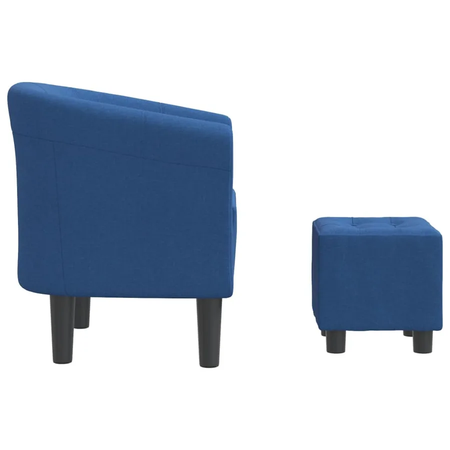 Chaise cabriolet avec repose-pied bleu tissu - 4