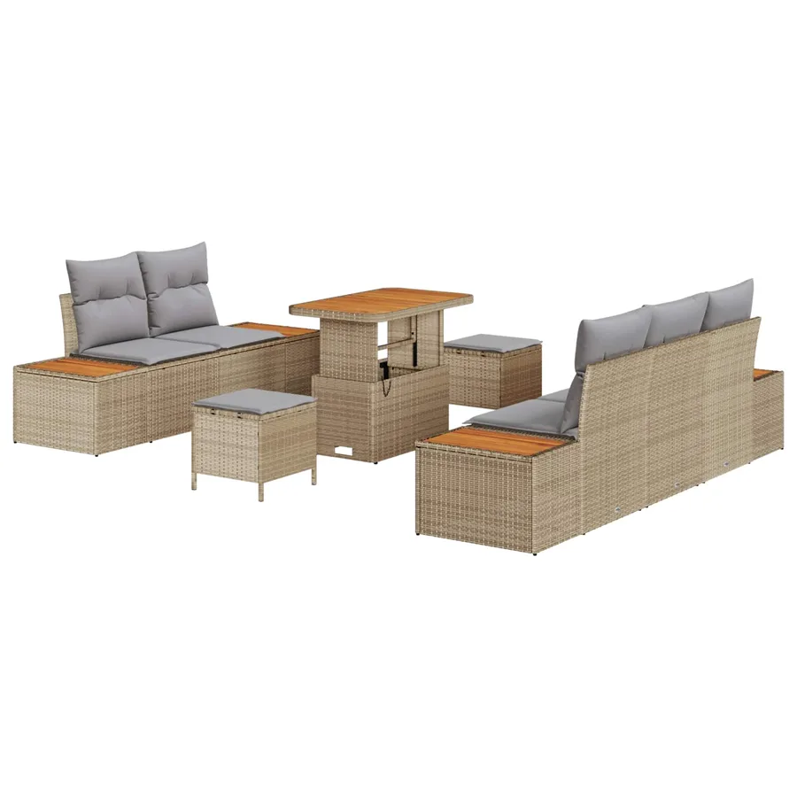 Ensemble de canapé de jardin 8 pcs Beige et Gris clair - 2