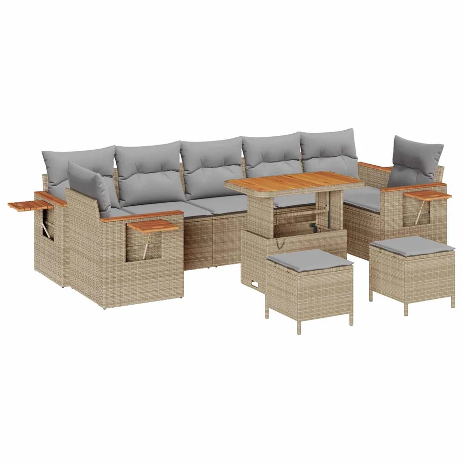 Ensemble de canapé de jardin 10 pcs Beige polyrotin - 2
