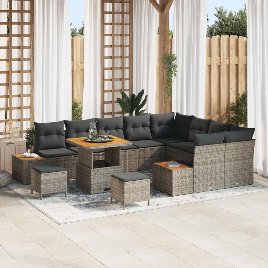 Ensemble de canapé de jardin avec coussin 12 pcs Gris
