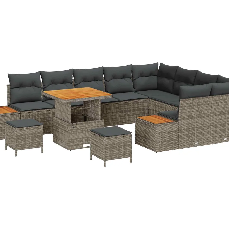 Ensemble de canapé de jardin avec coussin 12 pcs Gris - 2