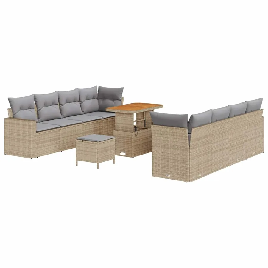 Ensemble de canapé de jardin 12 pcs Beige et Gris clair - 2