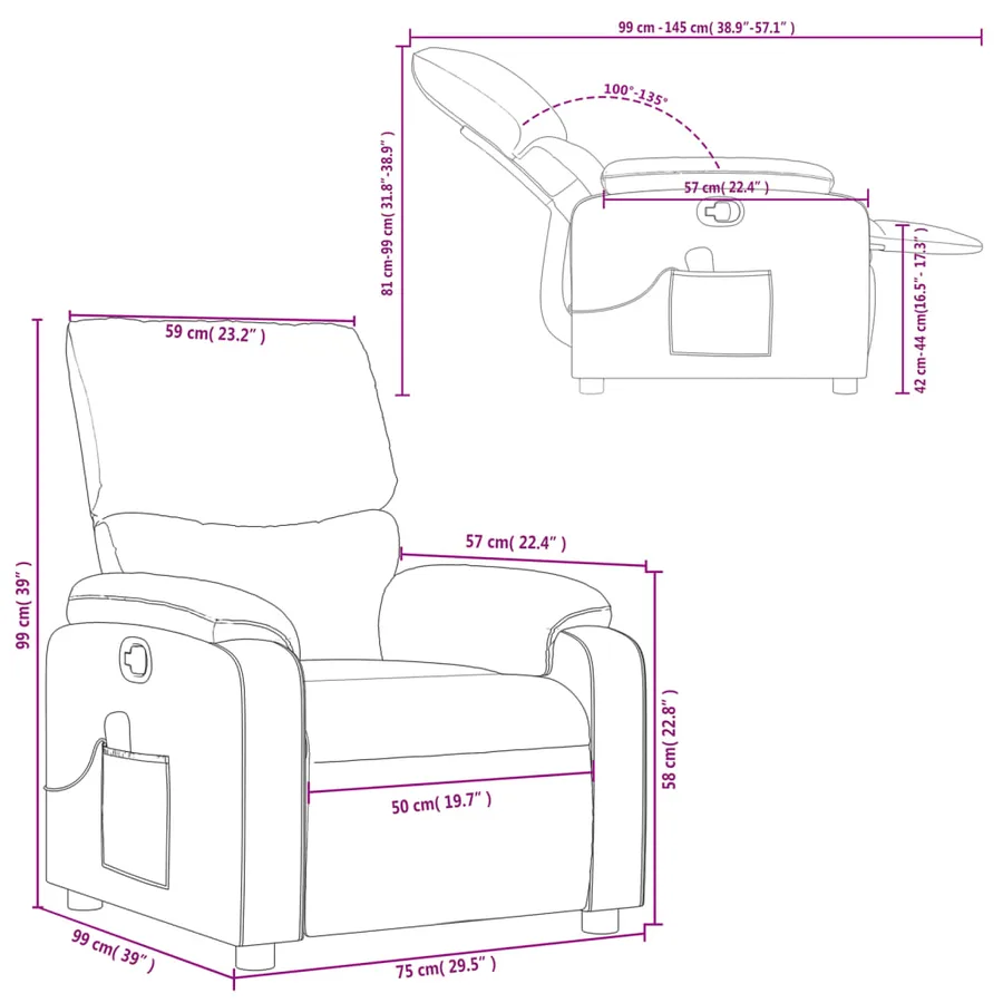 Fauteuil de massage inclinable Taupe Tissu - 13