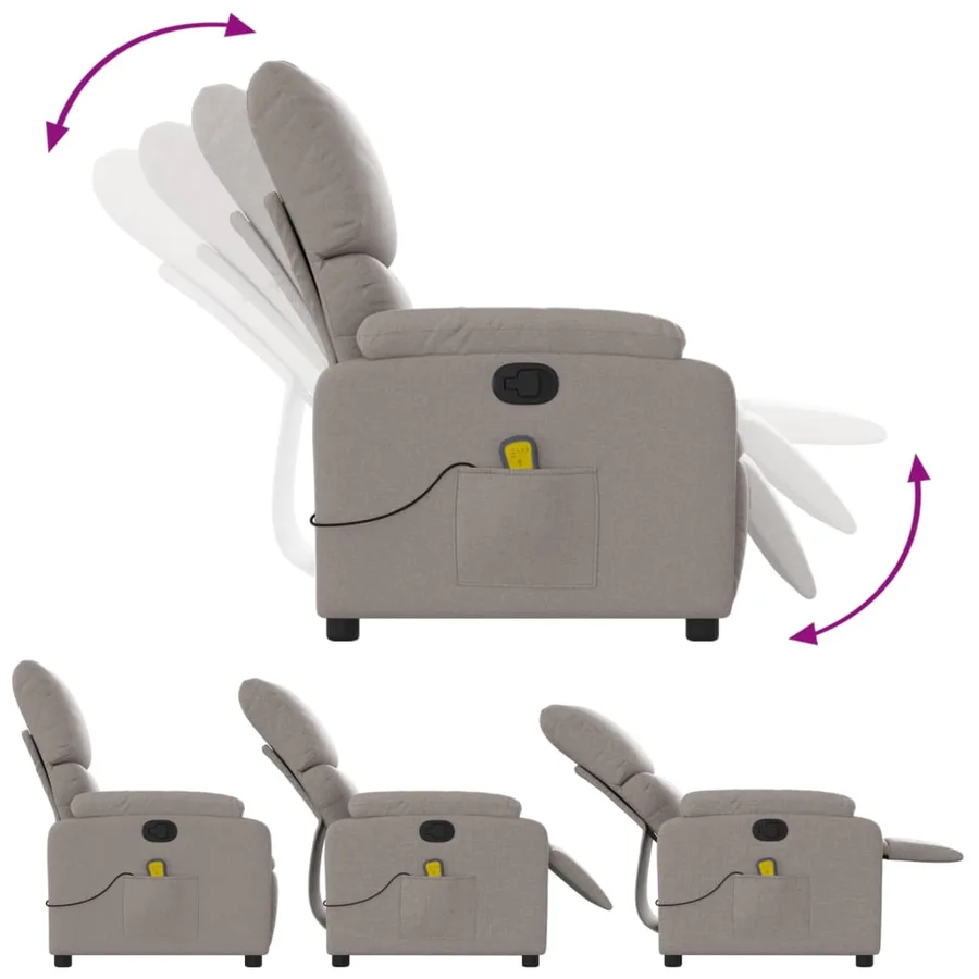 Fauteuil de massage inclinable Taupe Tissu - 7