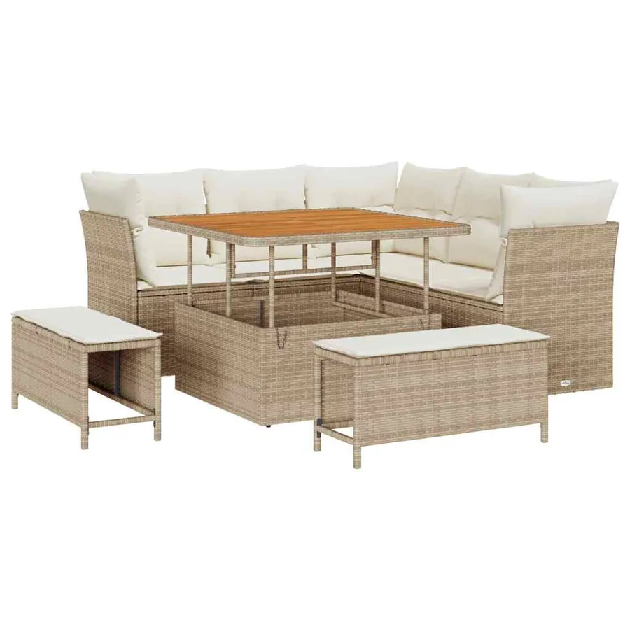 Ensemble de canapé de jardin avec coussin 8 pcs beige et crème - 2