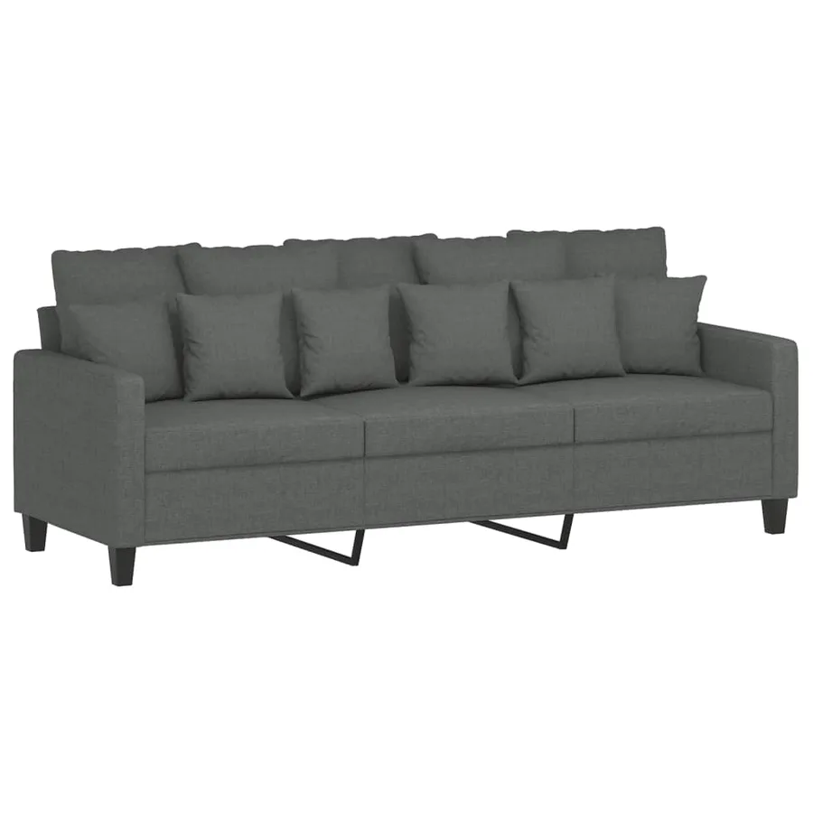 Ensemble de canapés 2 pcs avec coussins Gris foncé Tissu - 4
