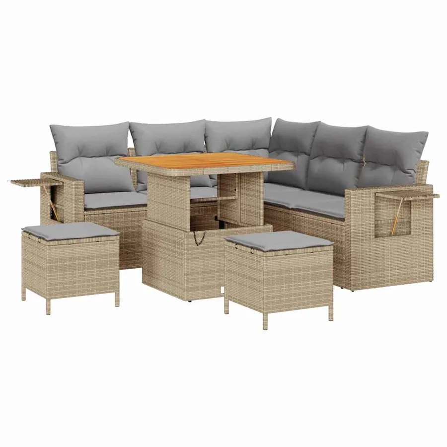Ensemble de canapé de jardin 9 pcs Beige et Gris clair - 2
