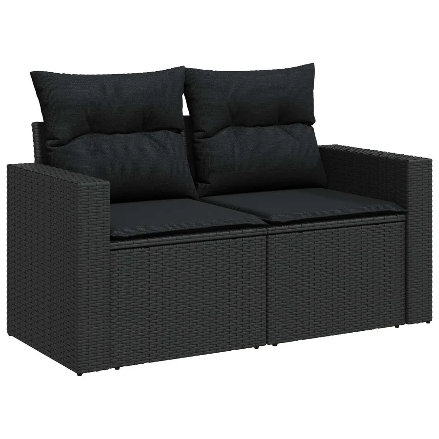 Ensemble de canapé de jardin avec coussin 9 pcs Noir - 4