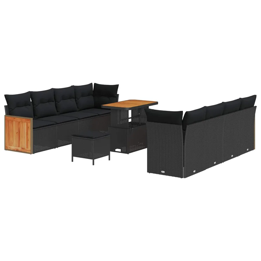 Ensemble de canapé de jardin avec coussin 11 pcs Noir - 2