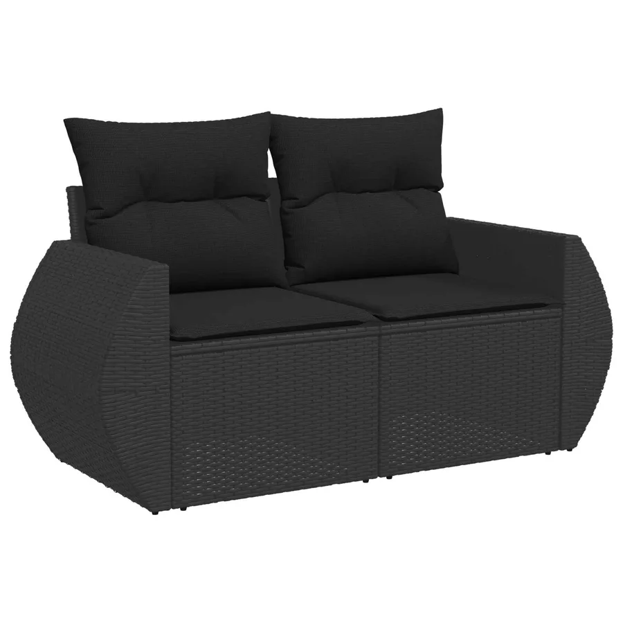 Ensemble de canapé de jardin avec coussin 8 pcs Noir polyrotin - 6