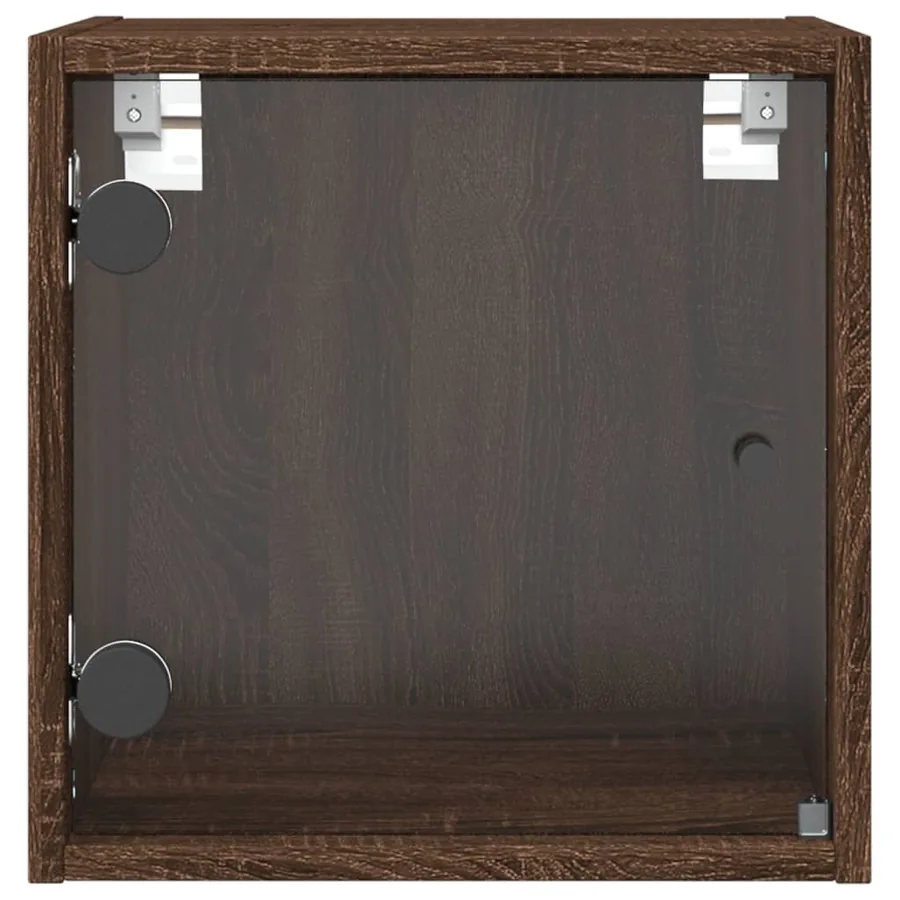Table de chevet avec porte en verre chêne marron 35x37x35 cm - 7