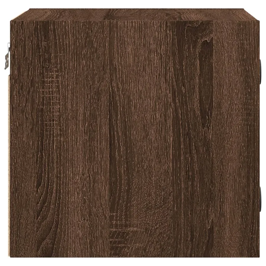 Table de chevet avec porte en verre chêne marron 35x37x35 cm - 8