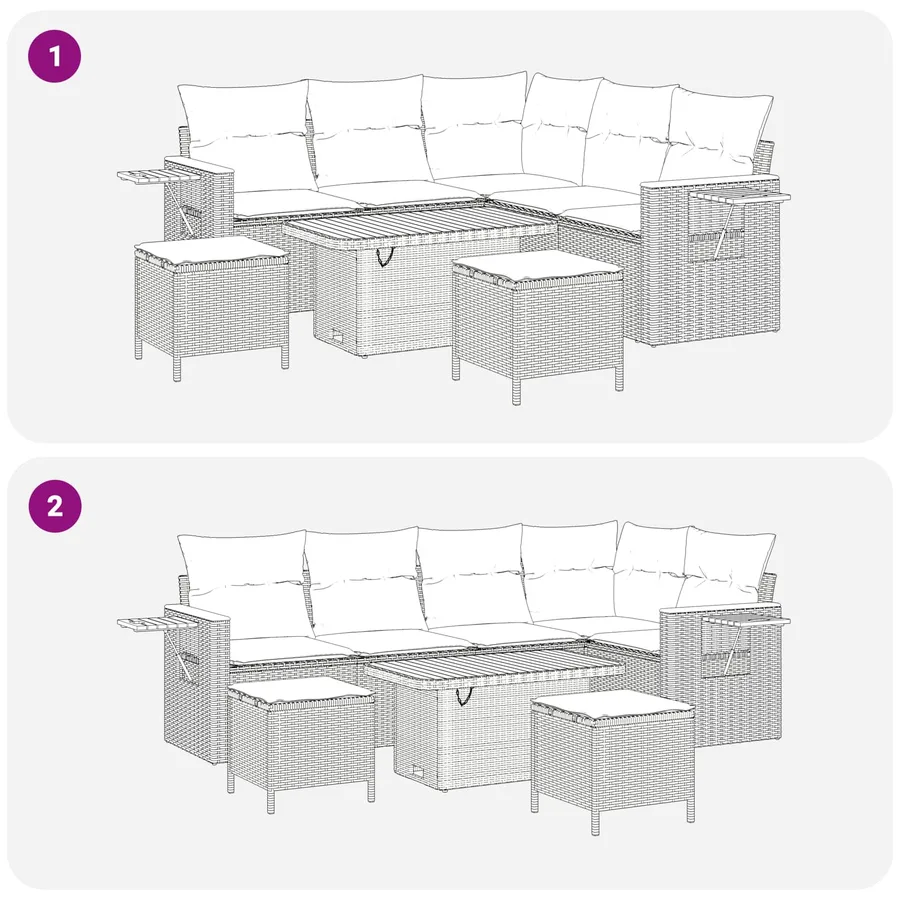 Ensemble de canapé de jardin 8 pcs Noir polyrotin - 11