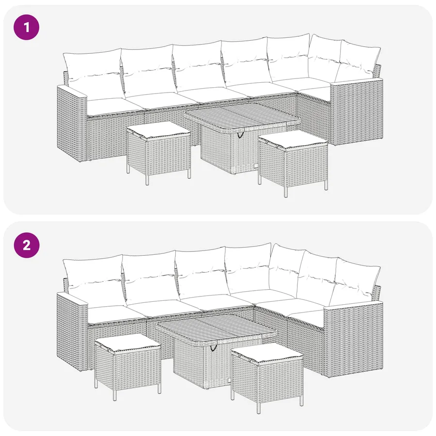 Ensemble de canapé de jardin avec coussin 9 pcs Noir - 10