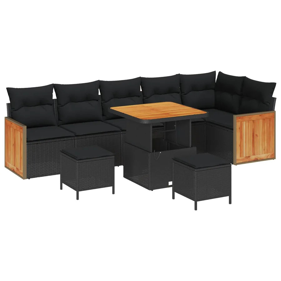 Ensemble de canapé de jardin avec coussin 9 pcs Noir - 2