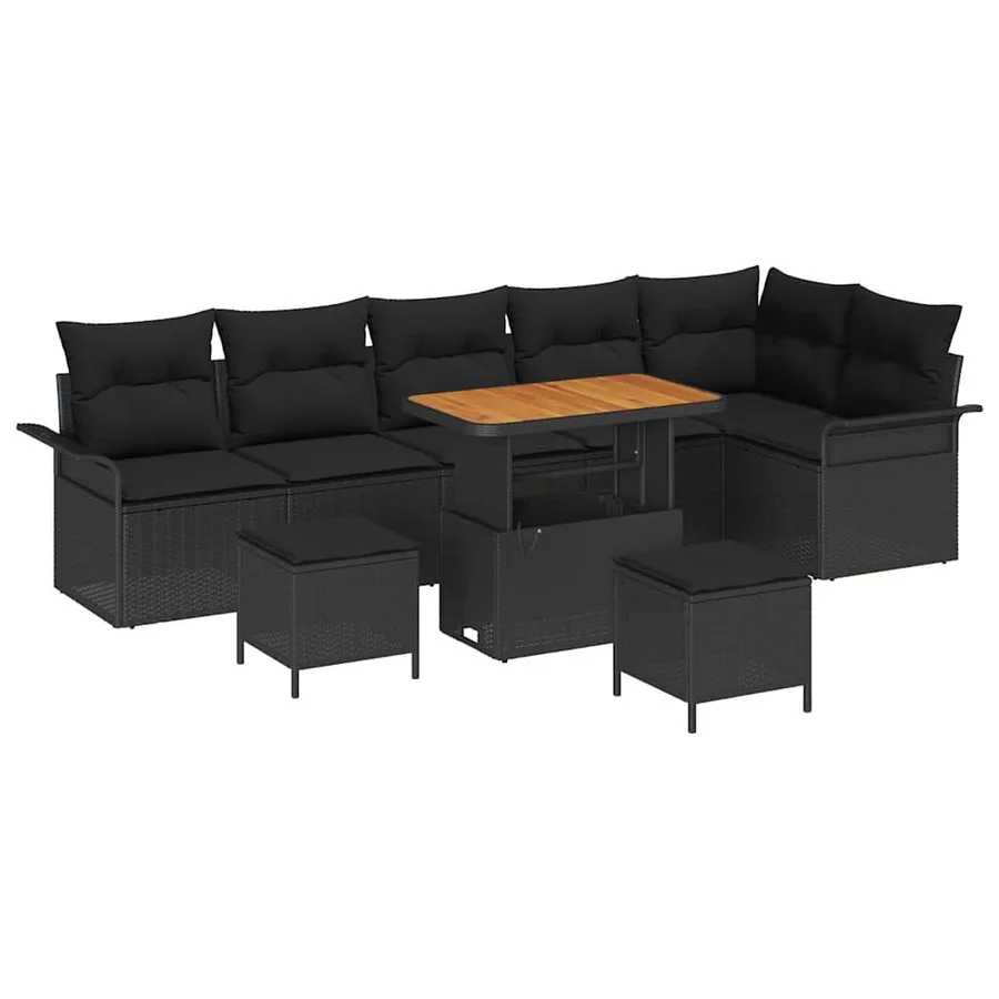 Ensemble de canapé de jardin avec coussin 9 pcs Noir - 2