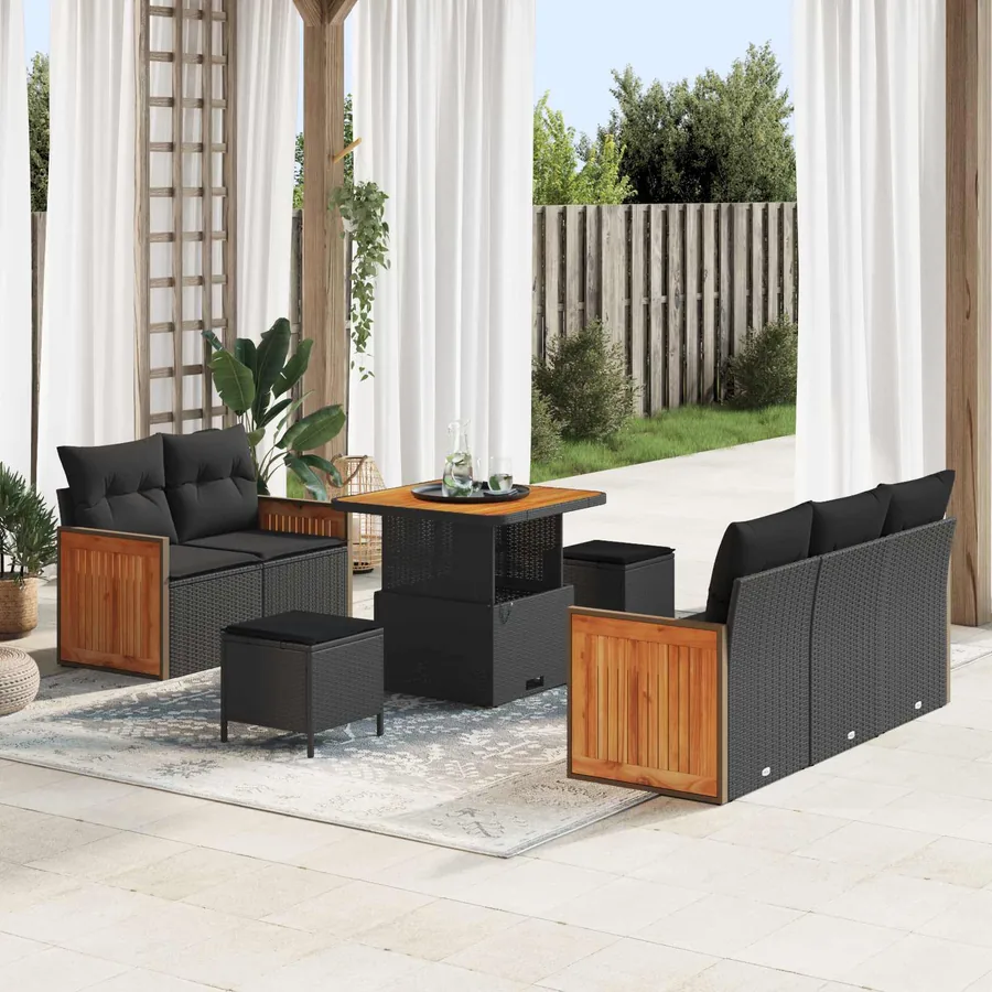 Ensemble de canapé de jardin avec coussin 8 pcs Noir