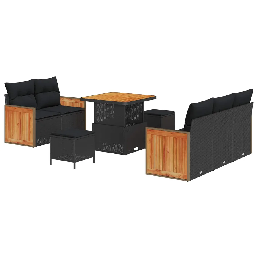 Ensemble de canapé de jardin avec coussin 8 pcs Noir - 2