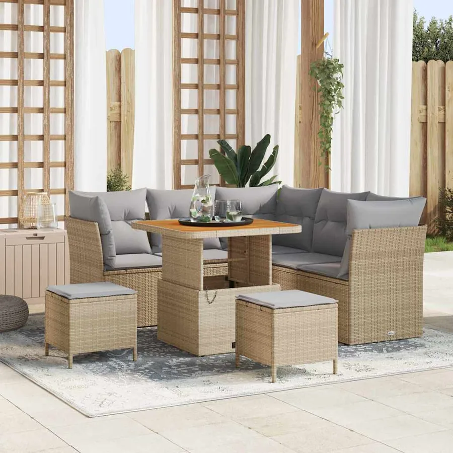 Ensemble de canapé de jardin 8 pcs beige et gris clair
