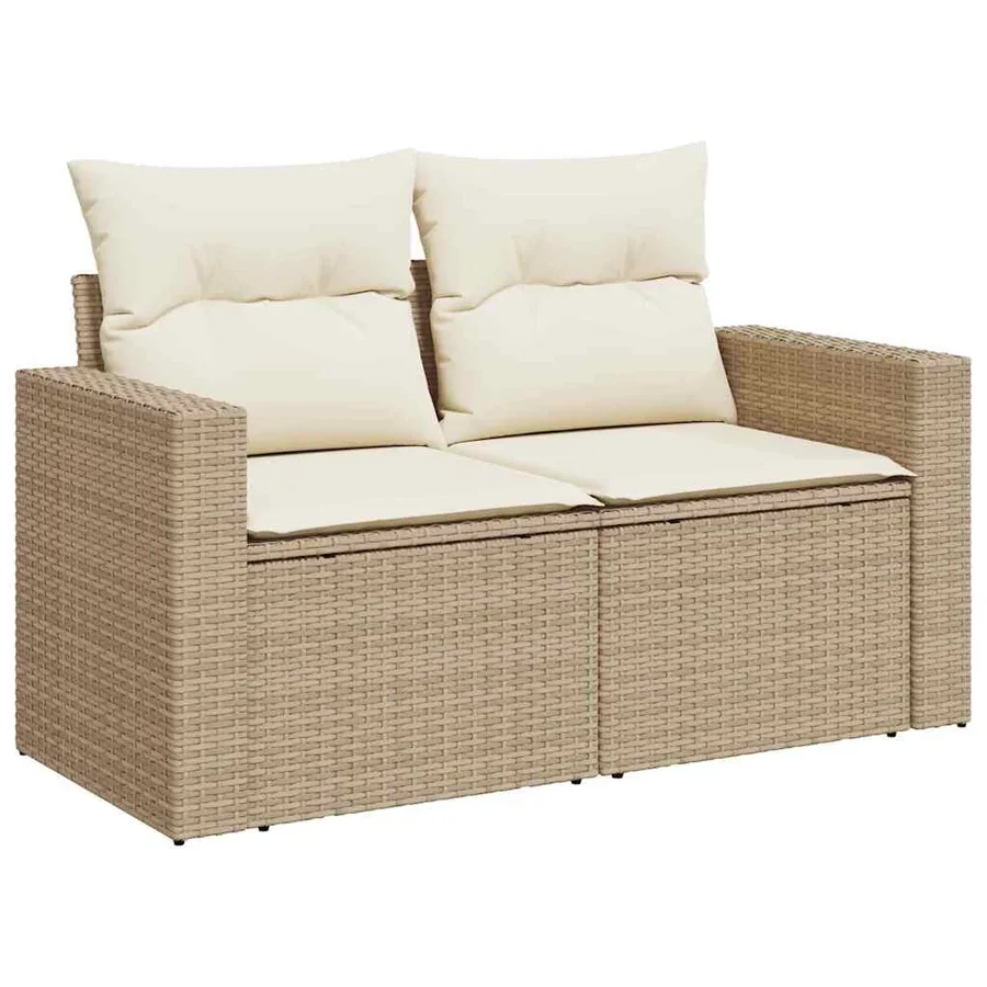Ensemble de canapé de jardin 9 pcs Beige et crème polyrotin - 4