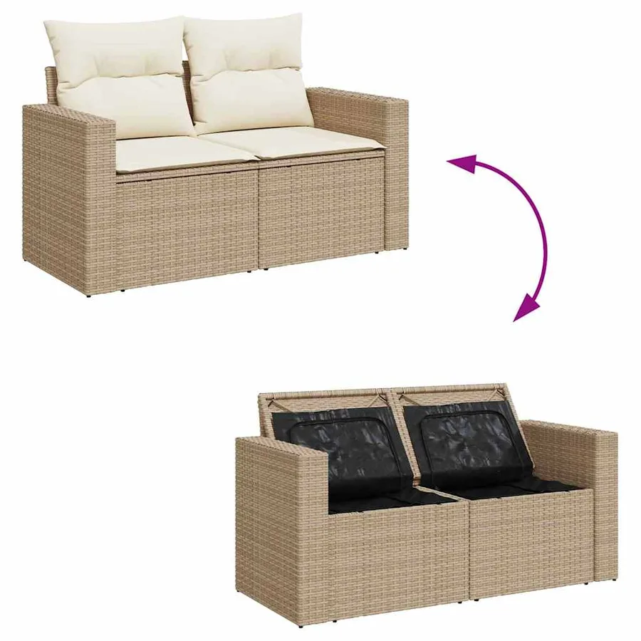 Ensemble de canapé de jardin 9 pcs Beige et crème polyrotin - 8