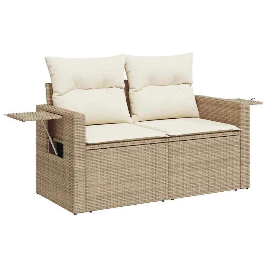 Ensemble de canapé de jardin 9 pcs Beige et crème polyrotin - 6