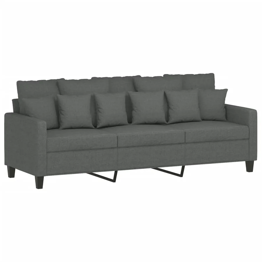 Ensemble de canapés 3 pcs avec coussins Gris foncé Tissu - 4