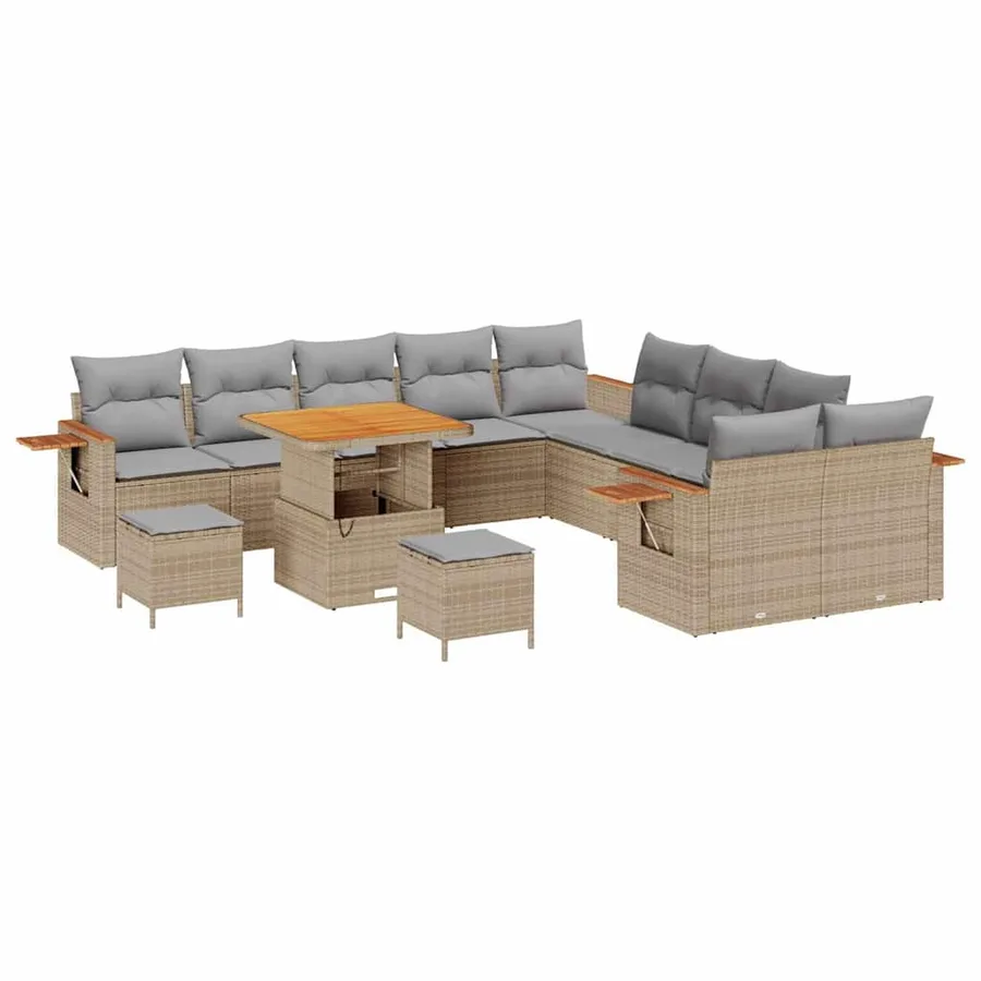 Ensemble de canapé de jardin 17 pcs Beige et Gris clair - 2