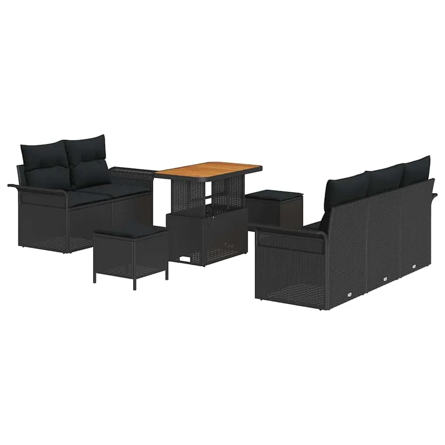 Ensemble de canapé de jardin avec coussin 8 pcs Noir - 2