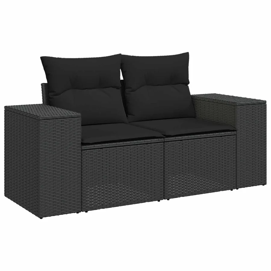 Ensemble de canapé de jardin avec coussin 12 pcs Noir - 6