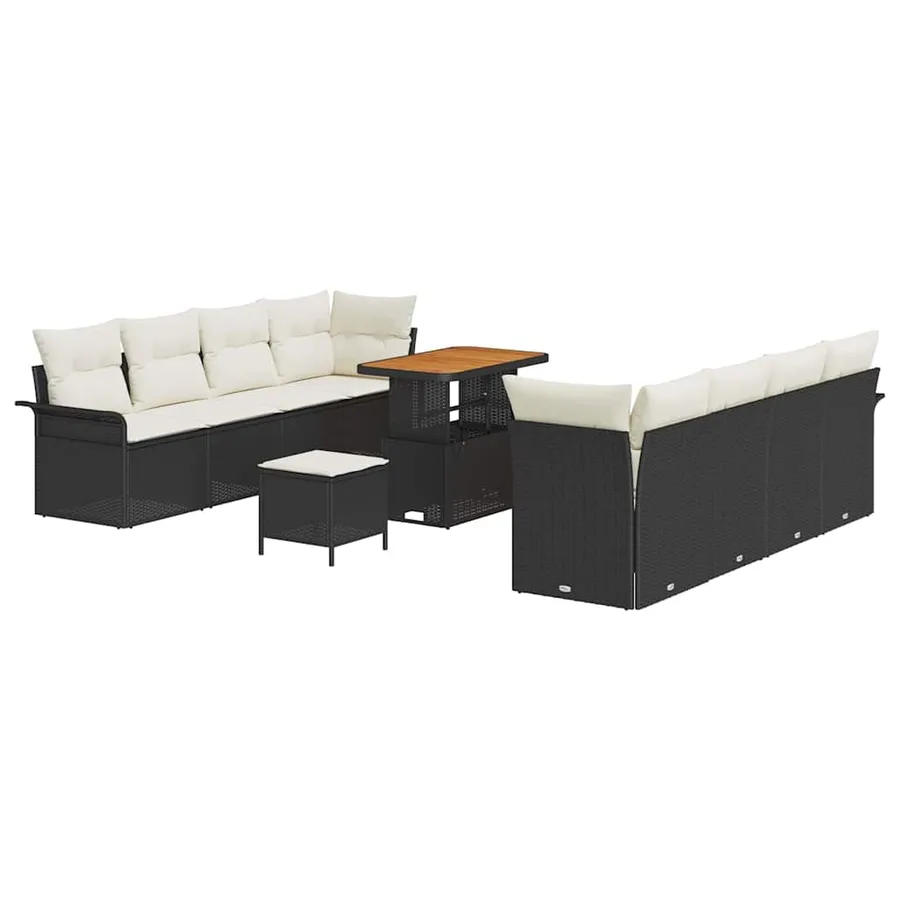 Ensemble de canapé de jardin Noir et Crème 90 x 55 x 71 cm - 2