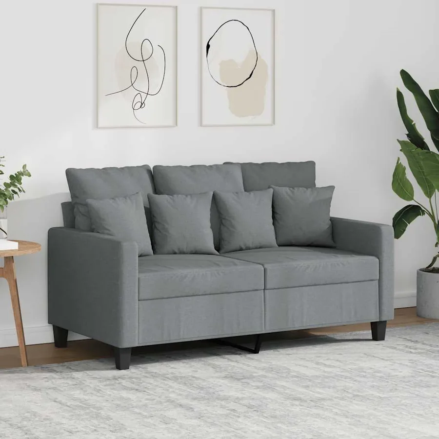 Canapé à 2 places Gris clair 120 cm Tissu