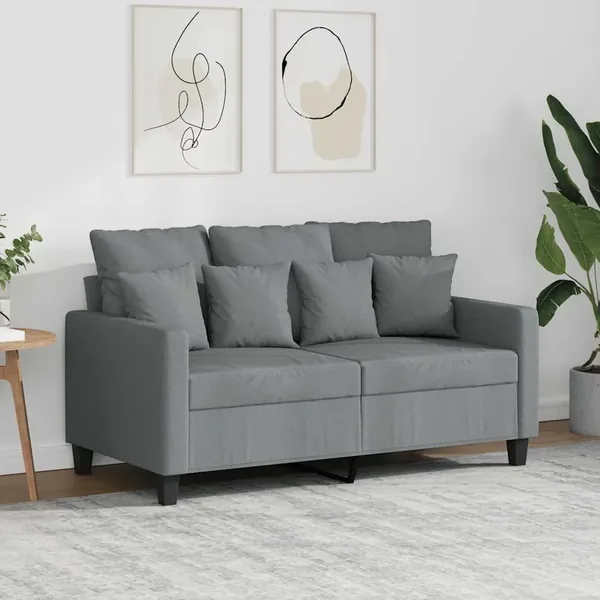 Canapé à 2 places Gris clair 120 cm Tissu