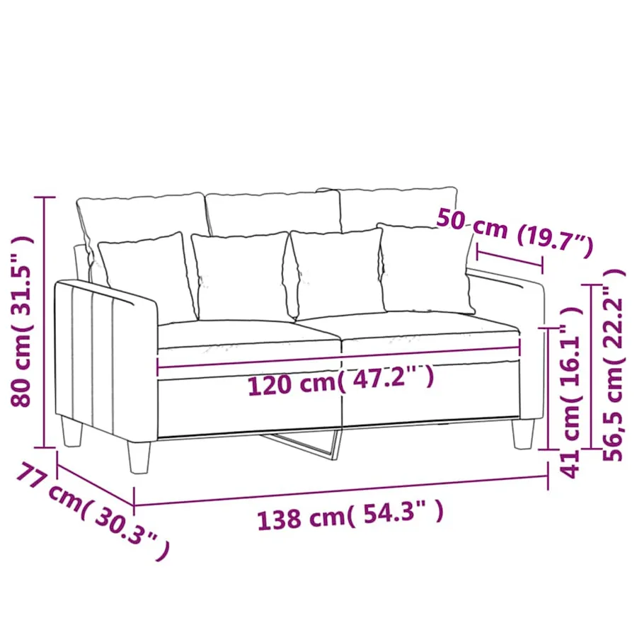 Canapé à 2 places Gris clair 120 cm Tissu - 9