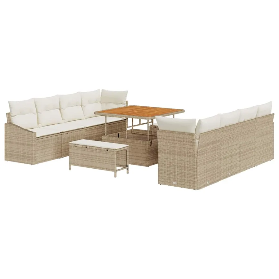 Ensemble de canapé de jardin avec coussin 11 pcs Beige et crème - 2