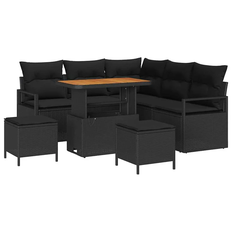 Ensemble de canapé de jardin avec coussin 8 pcs Noir - 2