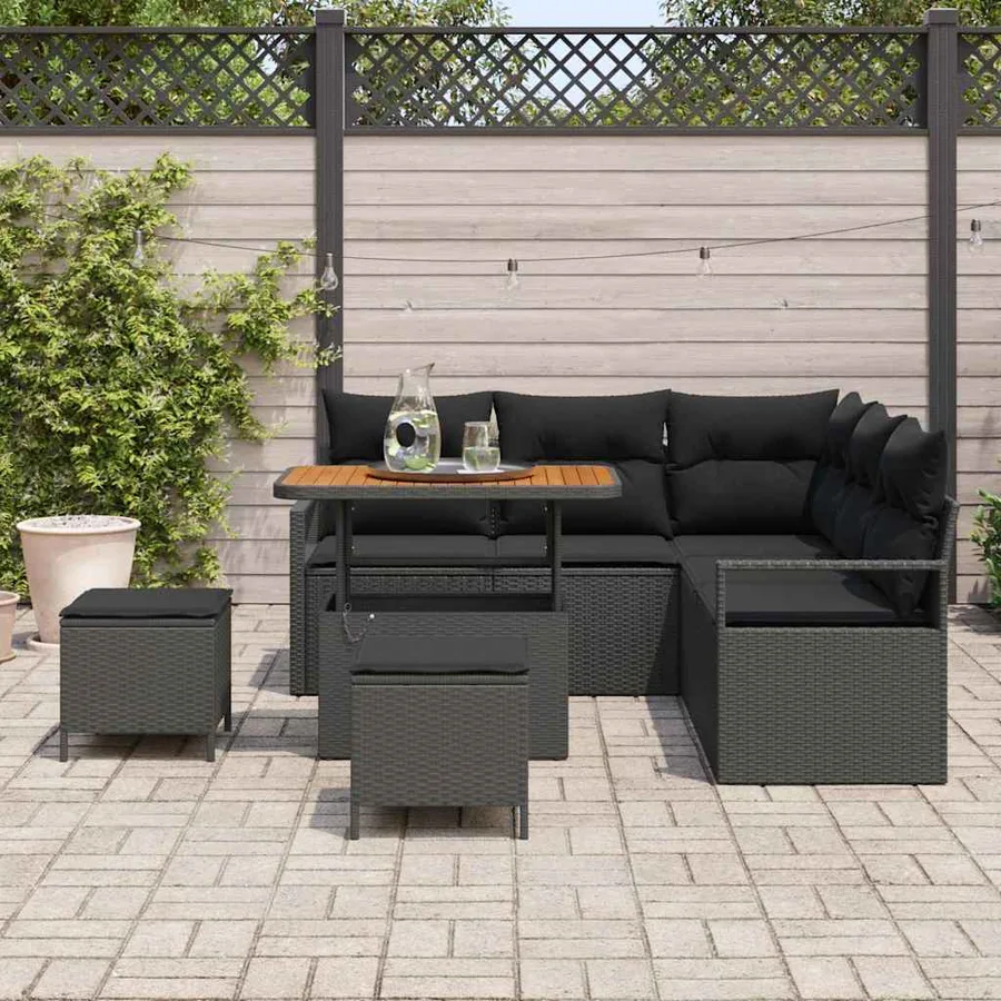 Ensemble de canapé de jardin avec coussin 8 pcs Noir - 3