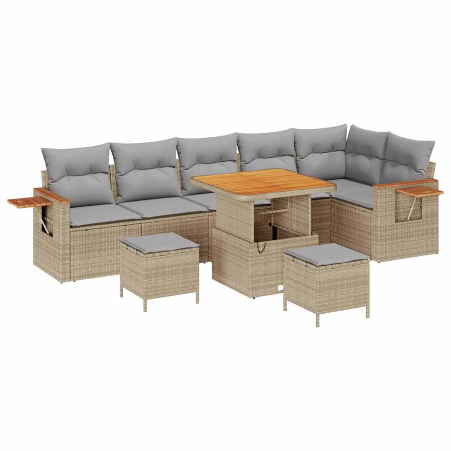 Ensemble de canapé de jardin 11 pcs Beige et Gris clair - 2