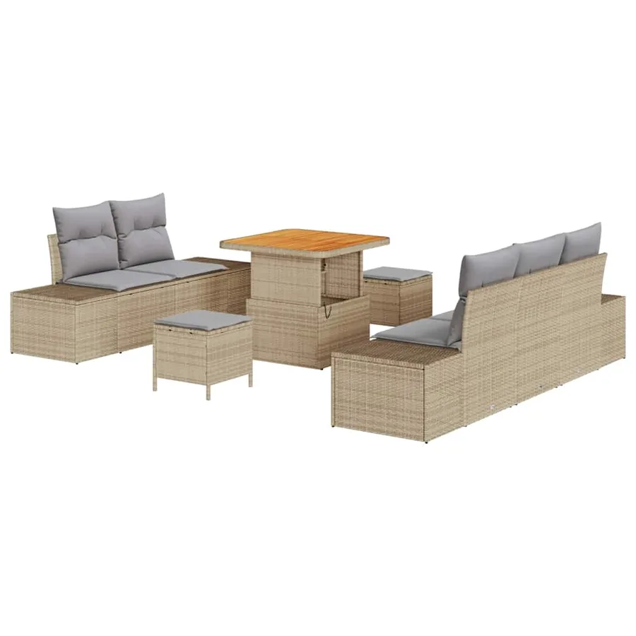 Ensemble de canapé de jardin 8 pcs Beige Poly rotin - 2