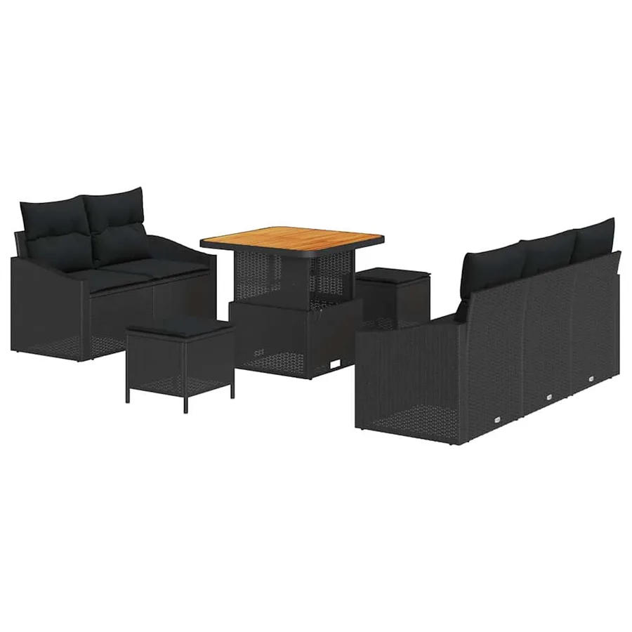 Ensemble de canapé de jardin avec coussin 8 pcs Noir - 2