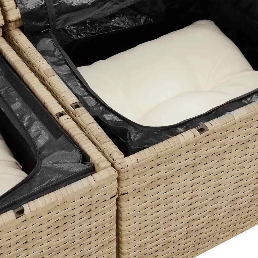 Ensemble de canapé de jardin 12 pcs Beige Poly rotin - 9