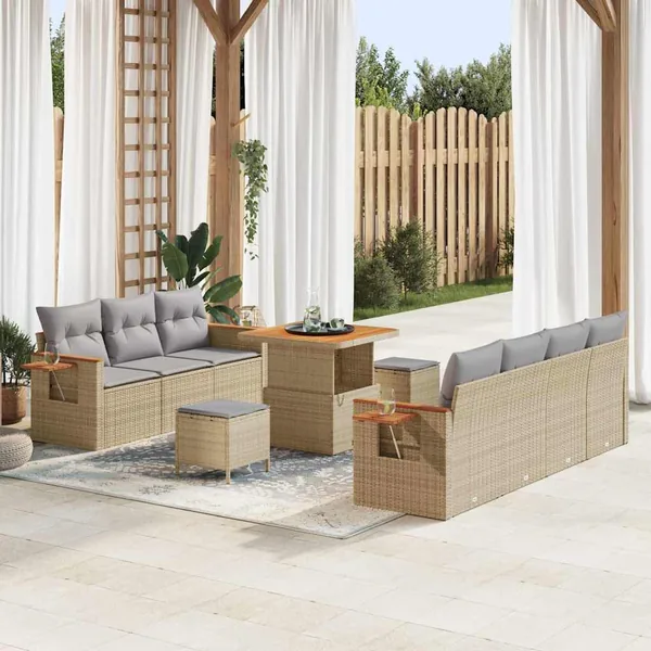 Ensemble de canapé de jardin 13 pcs Beige et Gris clair