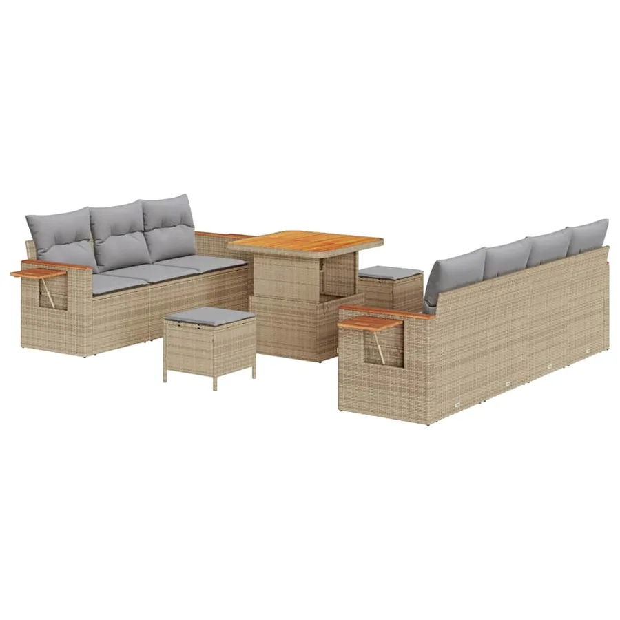 Ensemble de canapé de jardin 13 pcs Beige et Gris clair - 2
