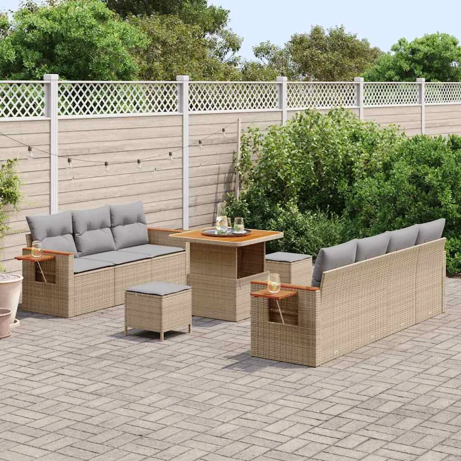 Ensemble de canapé de jardin 13 pcs Beige et Gris clair - 3