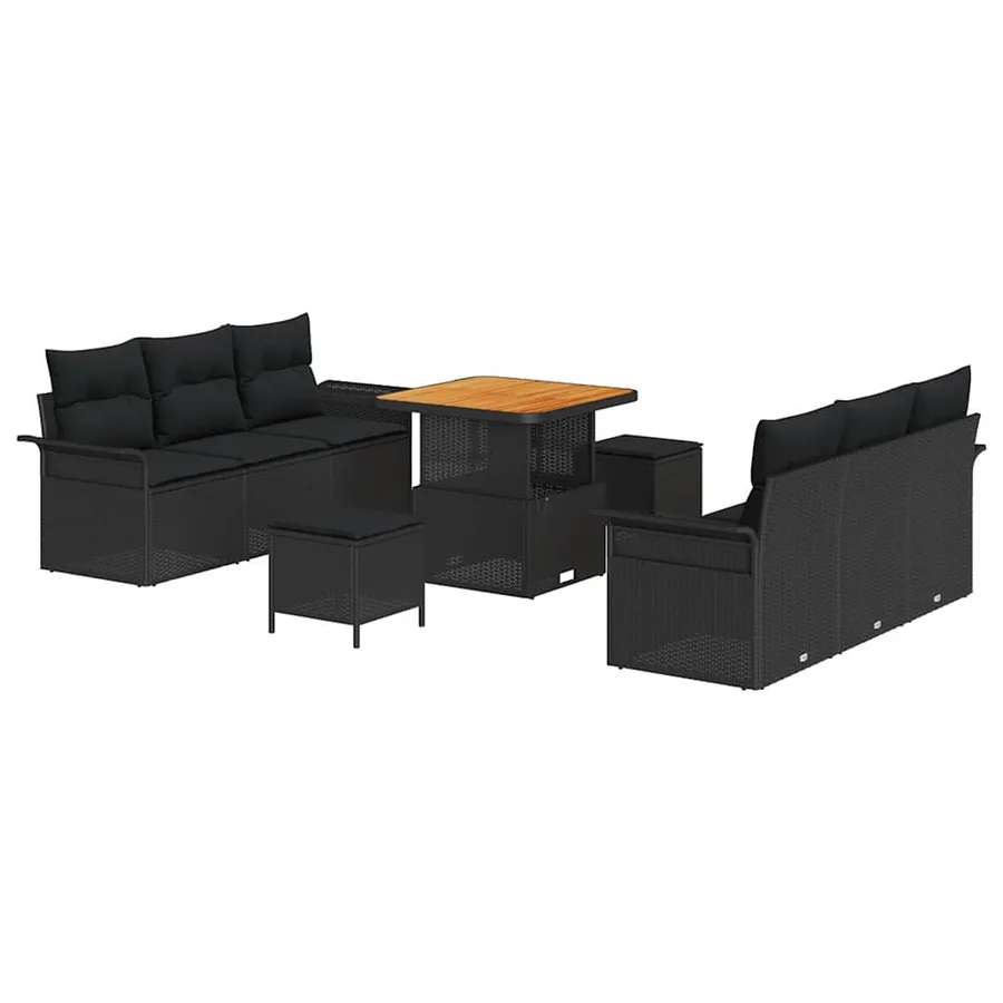 Ensemble de canapé de jardin avec coussin 9 pcs Noir - 2
