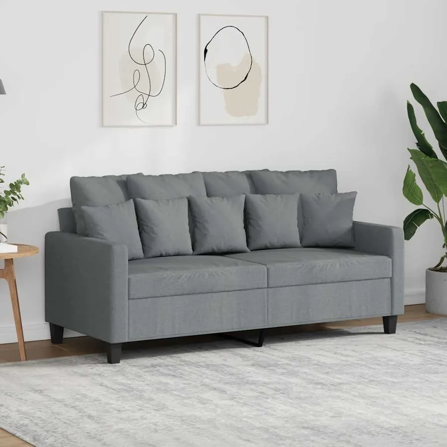 Canapé à 2 places Gris clair 140 cm Tissu